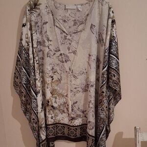 Rave Cream and Black Floral Tunic Top